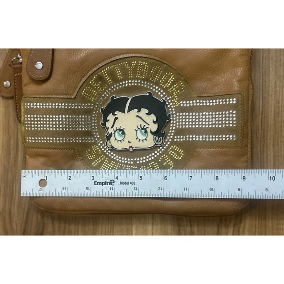 Betty Boop Rhinestone Purse Handbag Faux Leather Sequin Adjustable Buckle - Picture 5 of 9